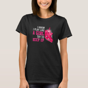 Hockeymeisje probeert hockey bij te houden t-shirt