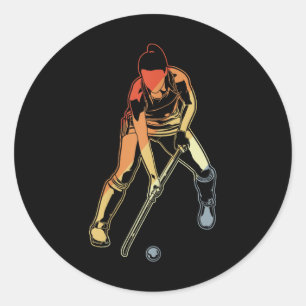 Hockeymeisje voor hockeyers ronde sticker