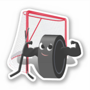 Hockeypuck en doelnet sportartikelen sticker
