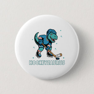 Hockeysaurus Grappige Dinosaur Trex Hockey Kindere Ronde Button 5,7 Cm