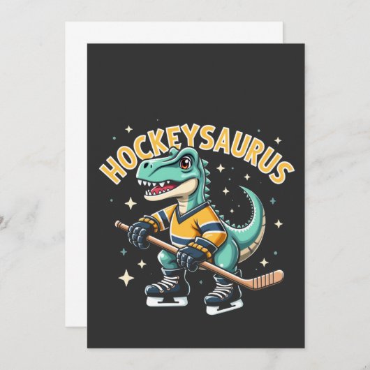 Hockeysaurus ijshockey dinosaurus liefhebbers kaart (Voorkant / Achterkant)