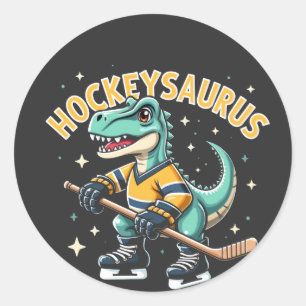 Hockeysaurus ijshockey dinosaurus liefhebbers ronde sticker