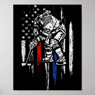 Hockeyspeler Amerikaanse Vlag Patriottisch Usa 4 Poster