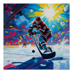 Hockeyspeler bij Goal Perfect Poster