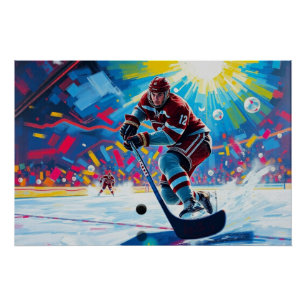 Hockeyspeler bij Goal Perfect Poster