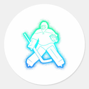 Hockeyspeler Doelman Mannen Jongens IJshockey Doel Ronde Sticker