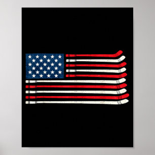 Hockeyspeler Fan IJshockey Amerikaanse Vlag 4e Van Poster