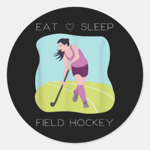 Hockeyspeler Indoor Meisjes Coach Team Training Ronde Sticker
