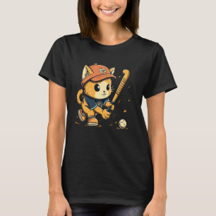 Hockeyspeler Kat op Veldhockey T-shirt