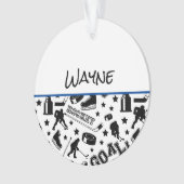 Hockeyspeler NAAM Puck Stick Doel Team Sport Ornament (voorkant)
