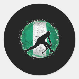 Hockeyspeler Nigeria Nigeria Vlag Nigeria  Ronde Sticker