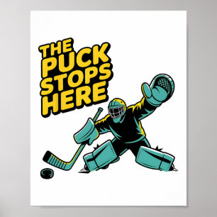 Hockeyspeler Puck Strafbox Hockey Doelman Poster