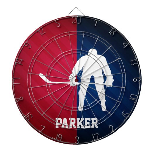 Hockeyspeler; Rood, Wit en Blauw Dartbord (Voorkant)