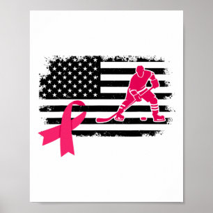 Hockeyspeler Roze Lint Usa Vlag Borstkanker A Poster