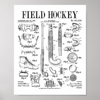 Hockeyspeler Teamsporten Grappige Vintage Pate Poster