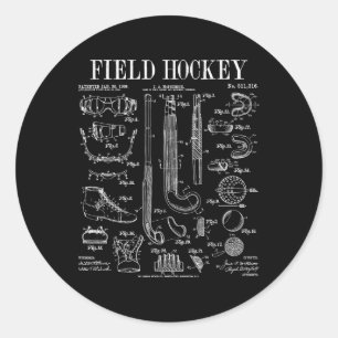Hockeyspeler Teamsporten Grappige Vintage Pate Ronde Sticker