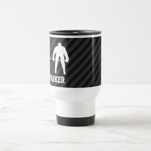 Hockeyspeler; Zwart & Donkergrijze strepen Reisbeker (Center)