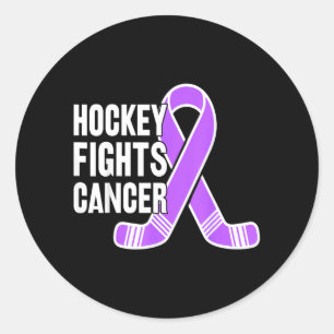 Hockeyspelers Strijden Paarse Lint Steun Kanker Ronde Sticker