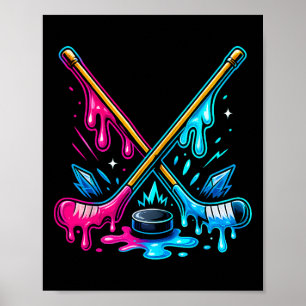 Hockeysticks Ijsje Drip Ijshockey Druppelende M Poster