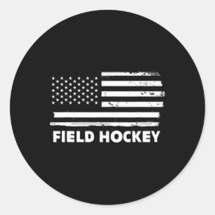 Hockeyveld Leven Usa Vlag Patriottisch Sportontwer Ronde Sticker