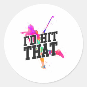 Hockeyveld Waterverf Ik Zou Daarop Slaan Ronde Sticker