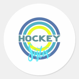 Hockeyzus met moderne hockeykringen ronde sticker