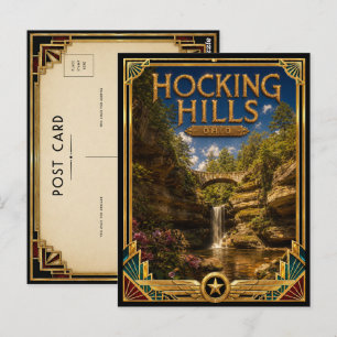 Hocking Hills Ohio Vintage Art Deco Gouden Tijdper Briefkaart