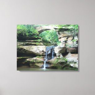 Hocking Hills Waterfall Oud Man Grot Boven Herfste Canvas Afdruk