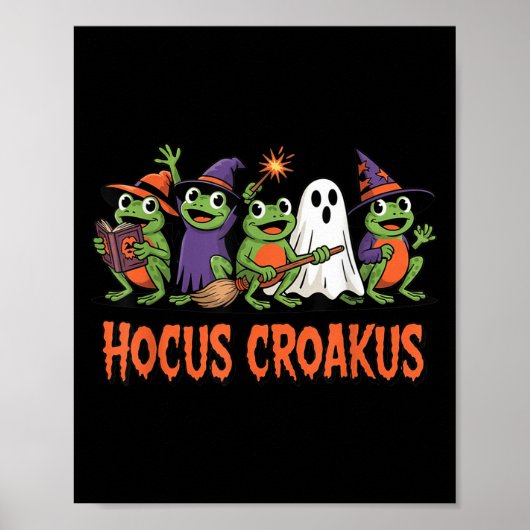 Hocus Croakus Frog Halloween Magic Spell Funny Wit Poster (Voorkant)