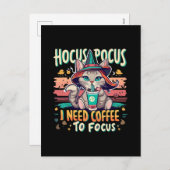 Hocus Focus - Ik heb koffie nodig om me te concent Feestdagenkaart (Voorkant / Achterkant)