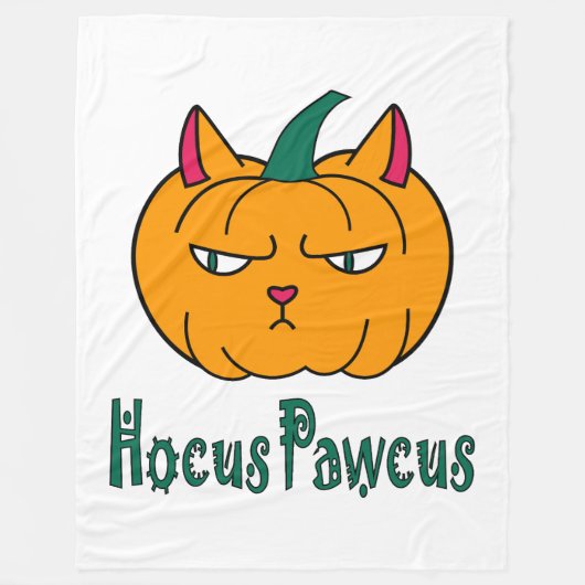 Hocus pawcus Halloween pompoen gember kat magie Fleece Deken (Voorkant)