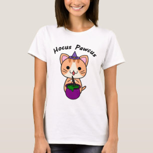 Hocus Pawcus - Oranje gestreepte kat - Zwart schri T-shirt