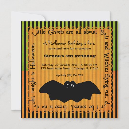 Hocus Pocus Bat Birthday Kaart (Voorkant)