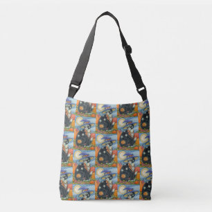 HOCUS POCUS BLACK CAT WITCH & MOUSE HALLOEEN CROSSBODY TAS
