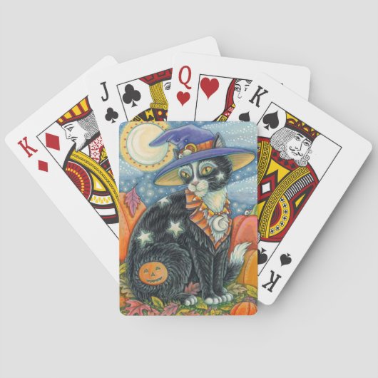 HOCUS POCUS BLACK CAT WITCH & MOUSE HALLOEEN POKERKAARTEN (Achterkant)