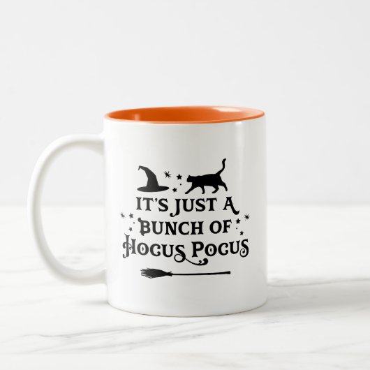 Hocus Pocus Black Halloween Quote Tweekleurige Koffiemok (Links)