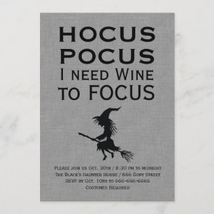 HOCUS POCUS Grey Halloween Party Kaart