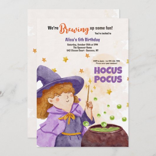 Hocus Pocus Halloween Anniversaire Invitation (Devant / Derrière)