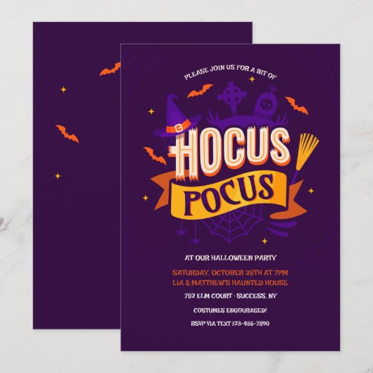 Hocus Pocus Halloween Fête Invitation (Devant / Derrière)