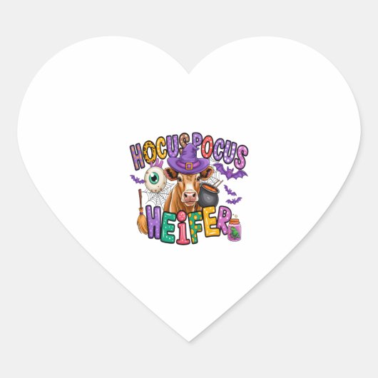 Hocus Pocus Heifer Halloween Koe Hart Sticker (Voorkant)