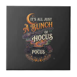 Hocus Pocus Heksenbezem Zwarte Kat Magische Ketel Tegeltje