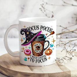 "Hocus Pocus I Need Coffee" Funny Witchy  Extra Grote Beker