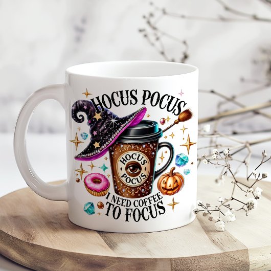 "Hocus Pocus I Need Coffee" Funny Witchy  Extra Grote Beker