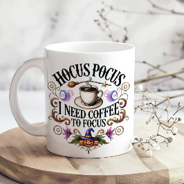 "Hocus Pocus I Need Coffee" Funny Witchy  Extra Grote Beker
