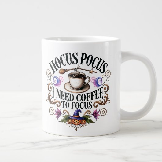 "Hocus Pocus I Need Coffee" Funny Witchy Extra Grote Beker (Rechts)