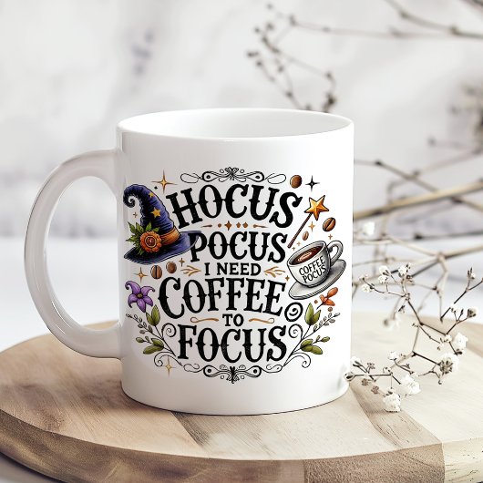 "Hocus Pocus I Need Coffee to Focus" Extra Grote Beker