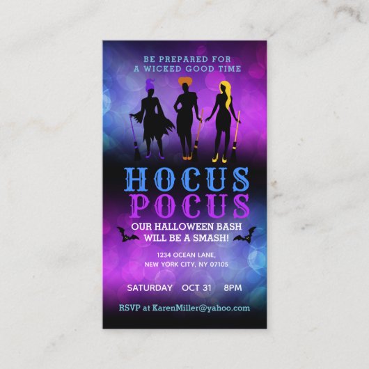 Hocus Pocus Invitations Visitekaartjes (Voorkant)