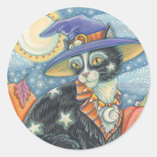 HOCUS POCUS NOIR CAT WITCH, HALLOWEEN STICKERS Rd