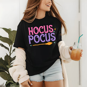 Hocus Pocus Roze Paarse Halloween Typografie Tri-Blend Shirt