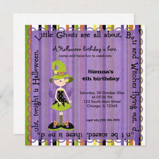 Hocus Pocus Witch Verjaardag Kaart (Voorkant / Achterkant)